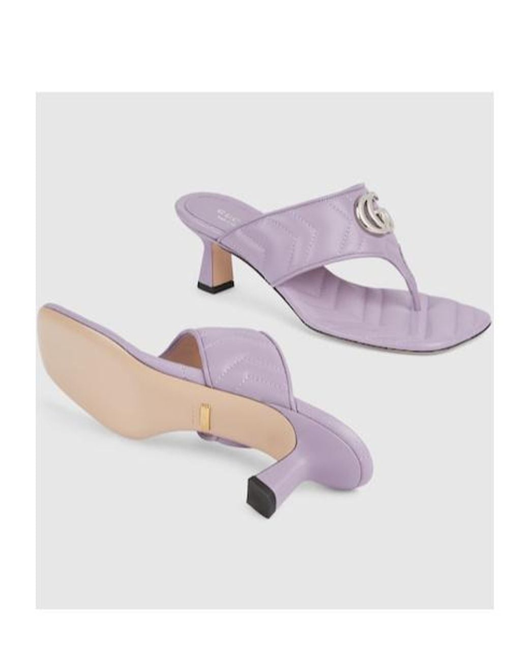 Gucci Double G Marmont Leather Sandals Purple