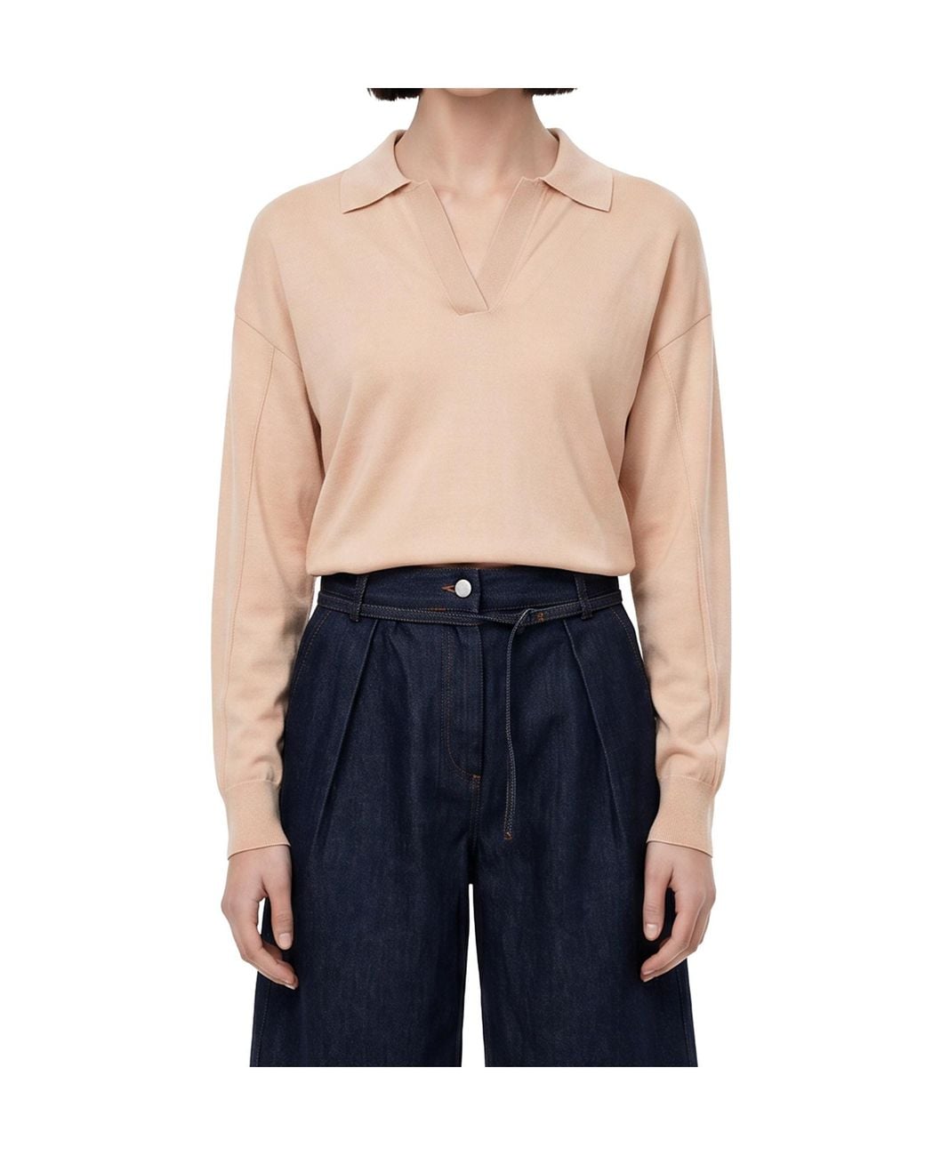 Soeur Natural Fleming Oversized Polo Knitted Top