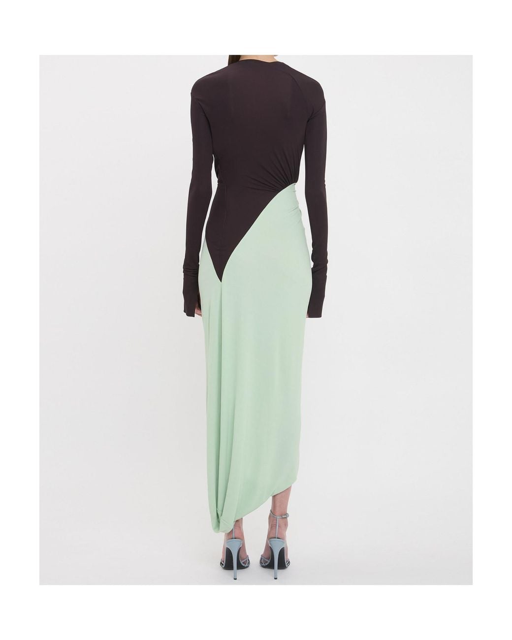 Victoria Beckham Green Long-Sleeved Knot Dress