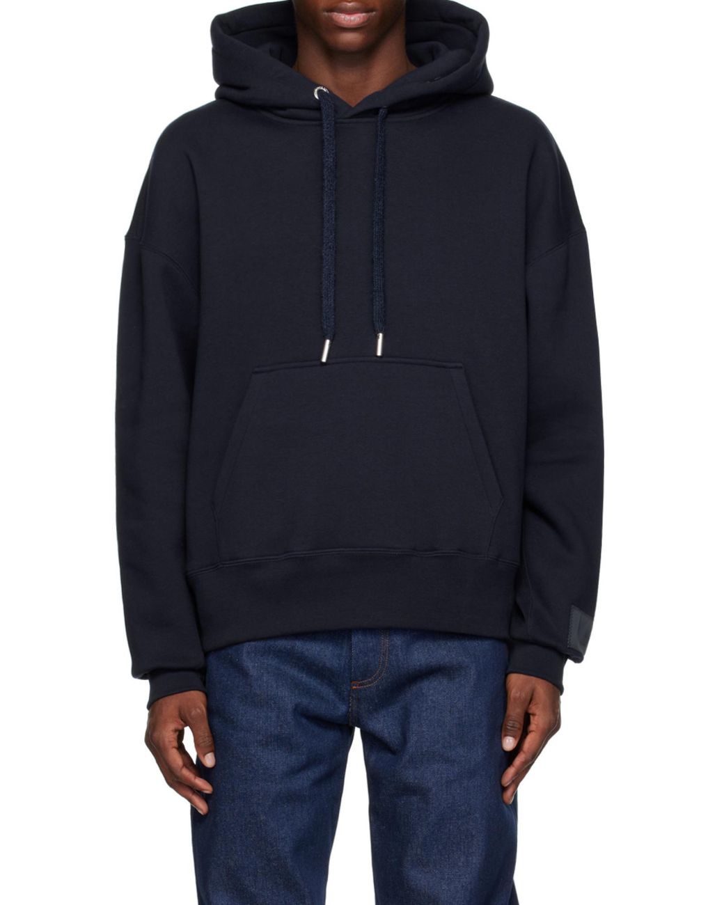 AMI Blue Long-Sleeved Drawstring Hoodie for men