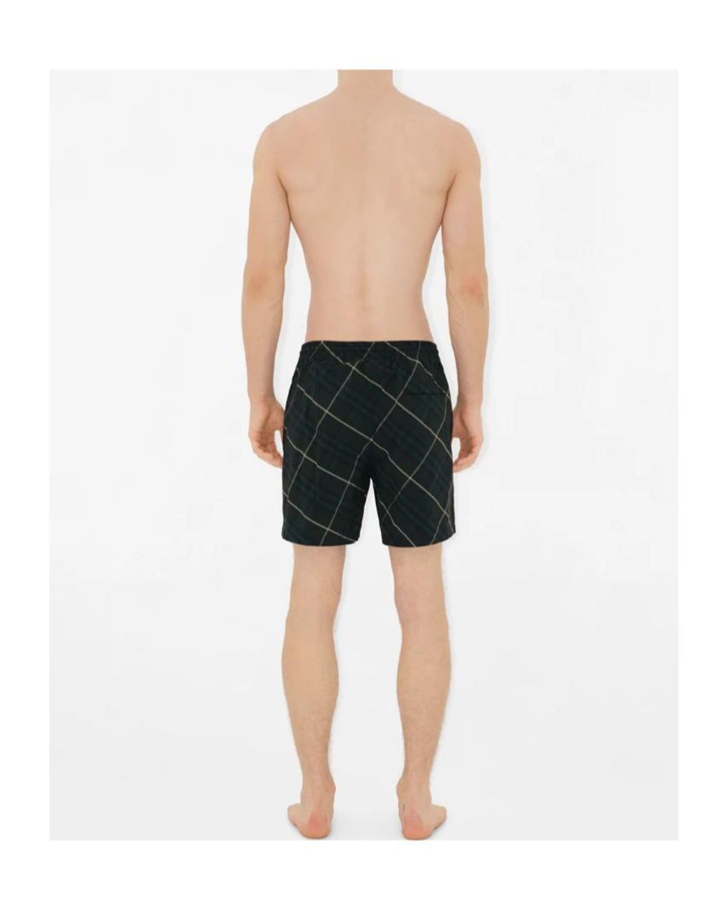 Burberry Green Check-Print Drawstring Swim Shorts for men