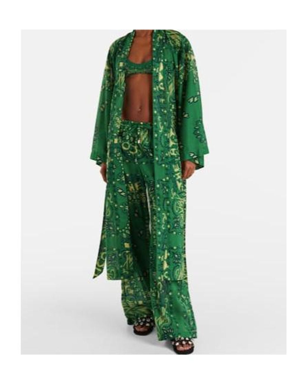 The Attico Green Bandana Cotton Muslin Kaftan
