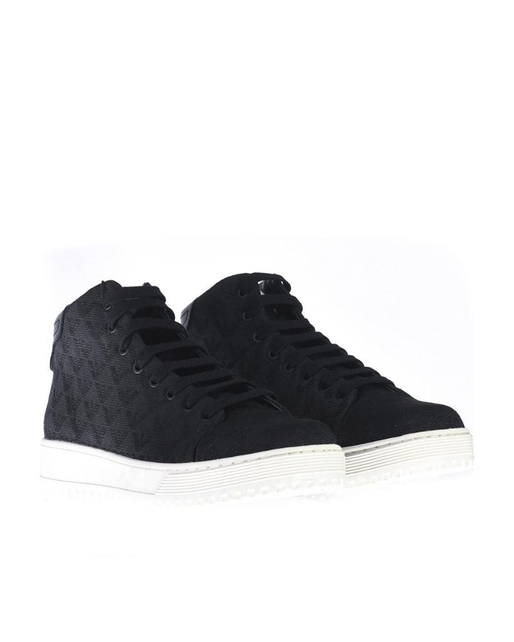 Emporio Armani Black Logo Lace-Up Sneakers for men