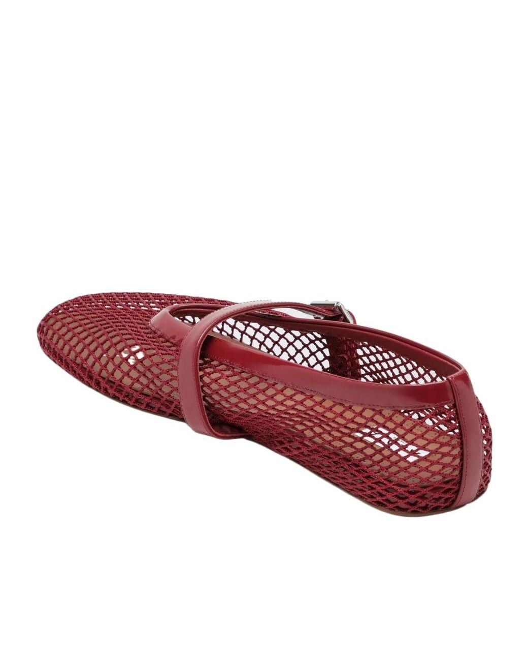 Alaïa Red Buckled Mesh Ballet Flats