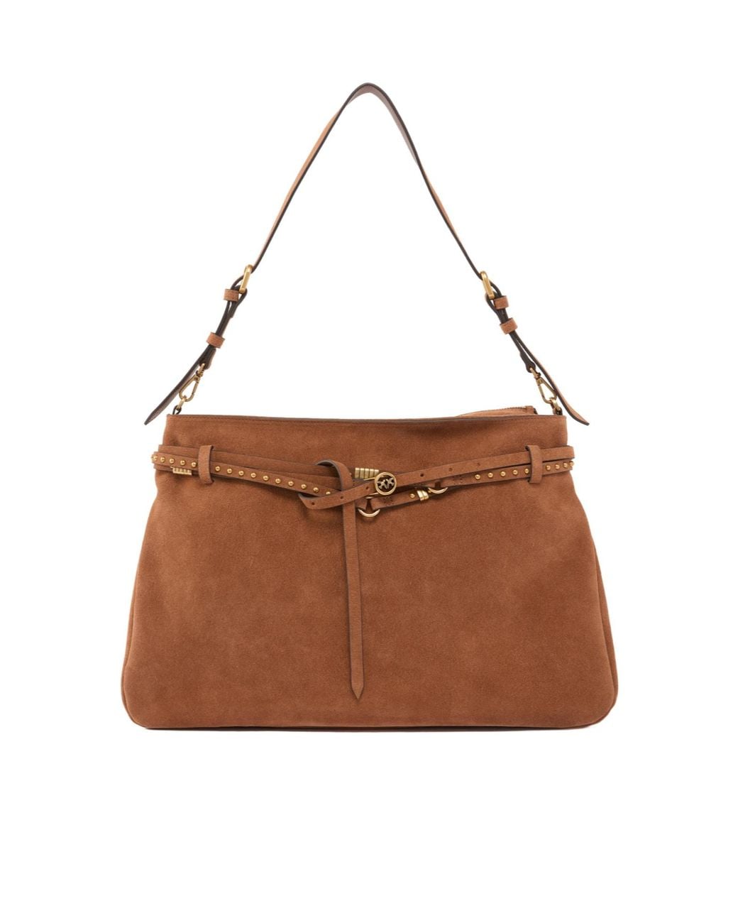 Pinko Brown Belted Large Shoulder Bag