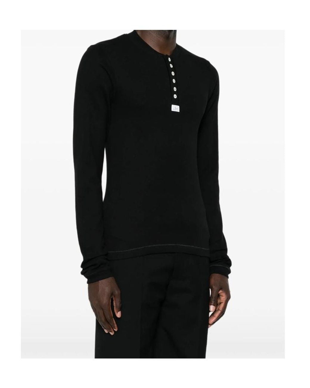 Magliano Black Long-Sleeve Button-Front T-Shirt for men