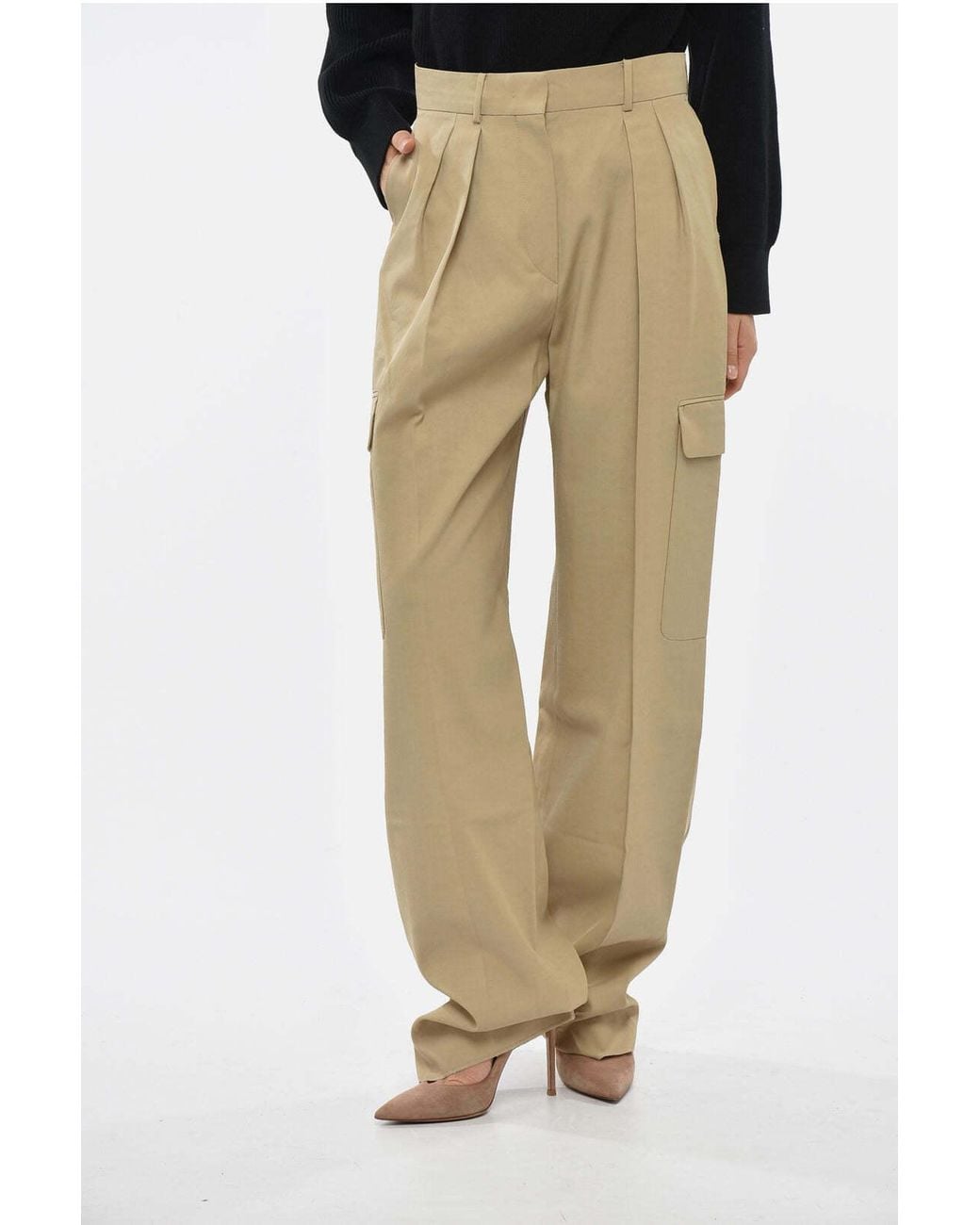 Max Mara Natural Jacopo Double-Pleated Cargo Trousers