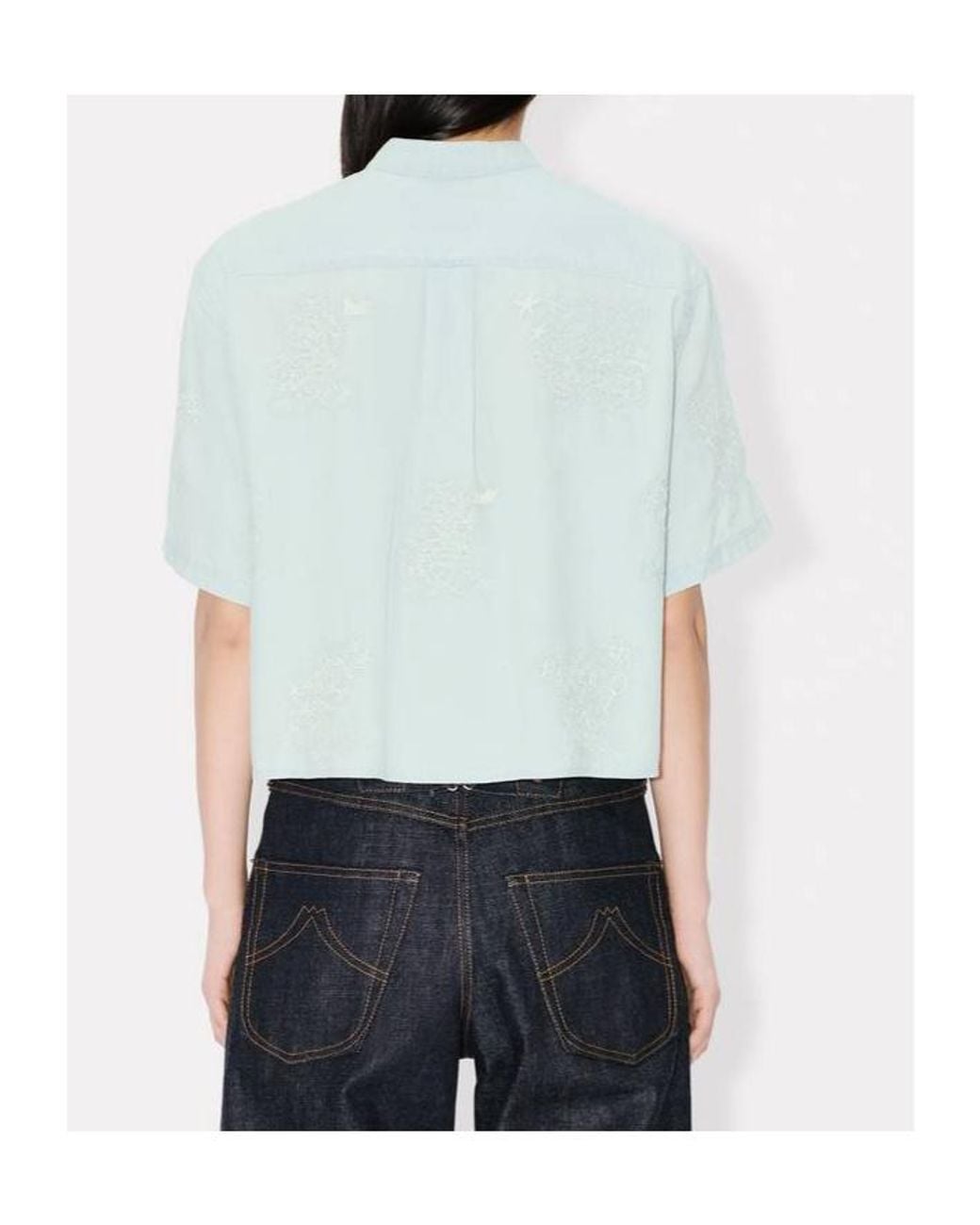 KENZO Blue Cartoon' Embroidered Short Sleeve Shirt