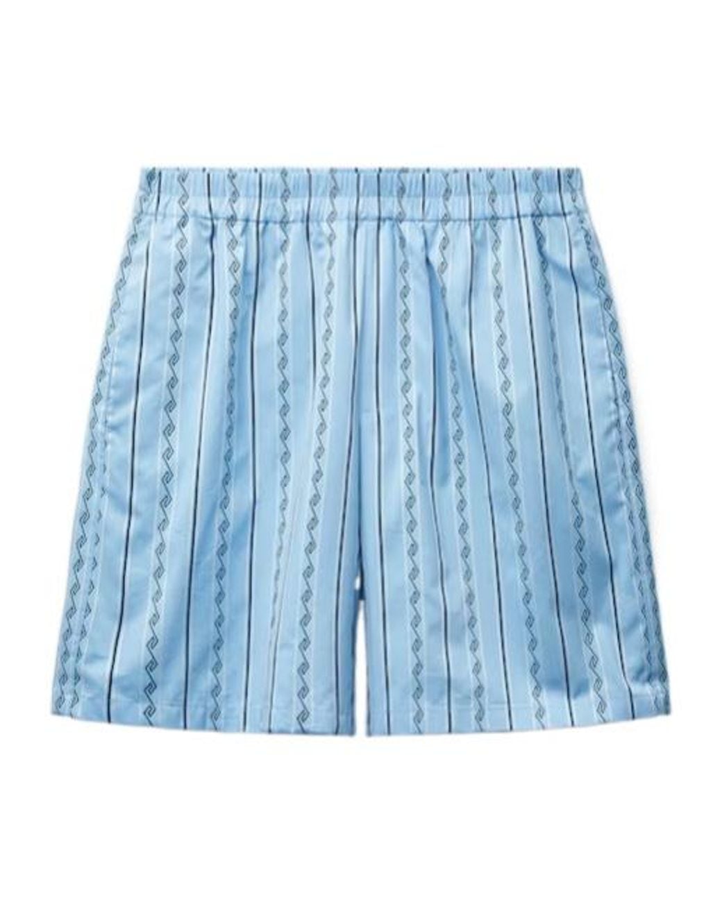 Versace Blue Geometric Greek-Pattern Shorts for men