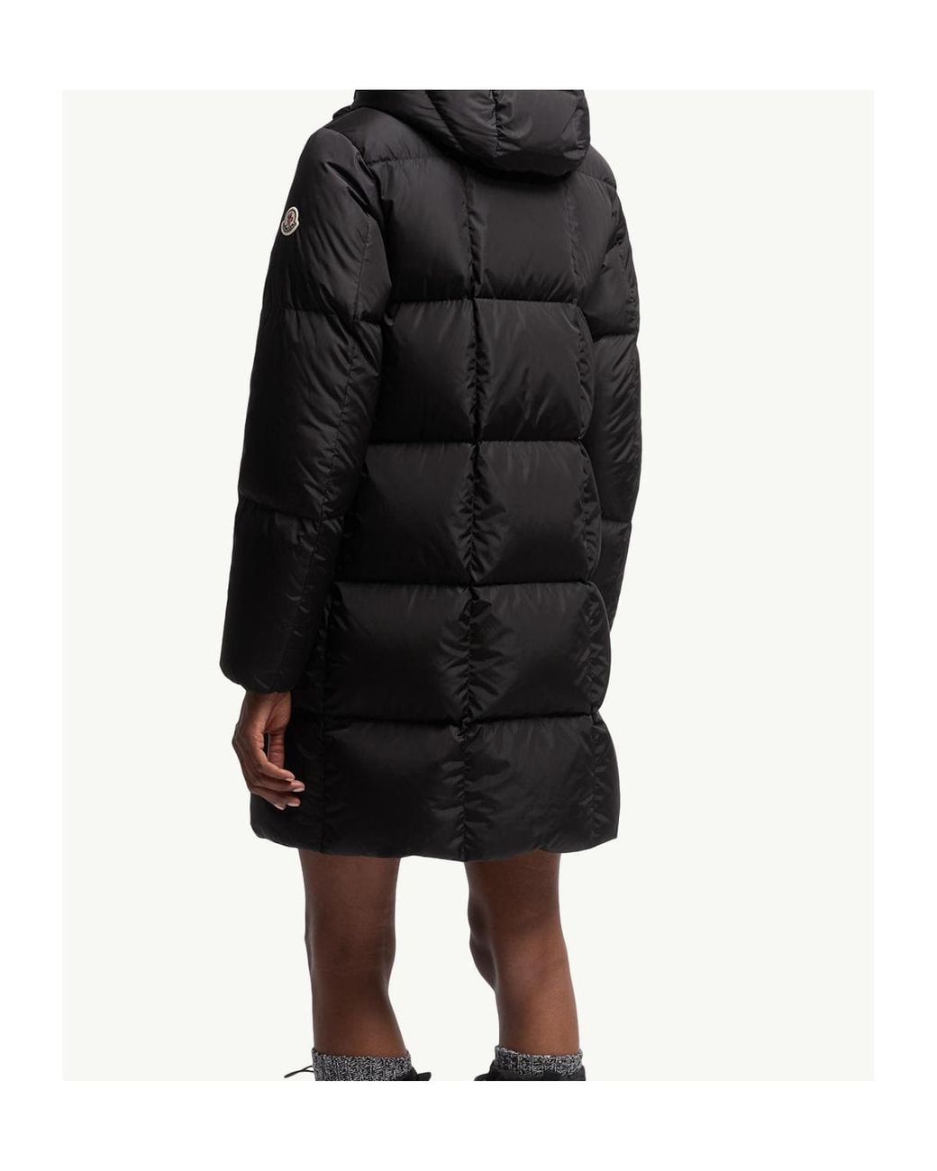 Moncler Black Logo Patch Quilted Hooded Jacket