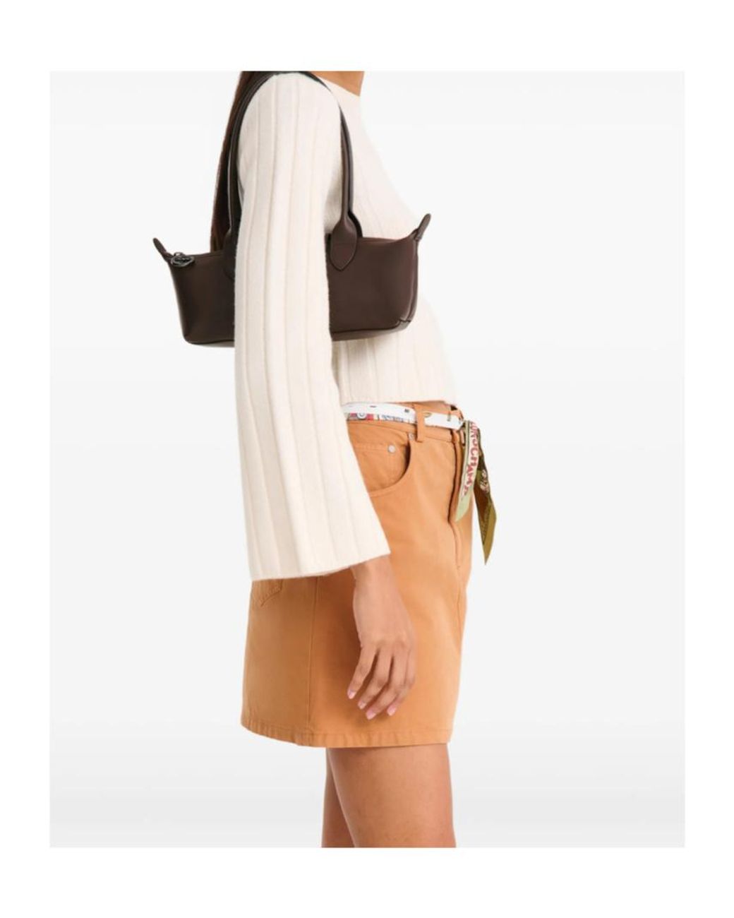 Longchamp Brown Top Handle Leather Shoulder Bag
