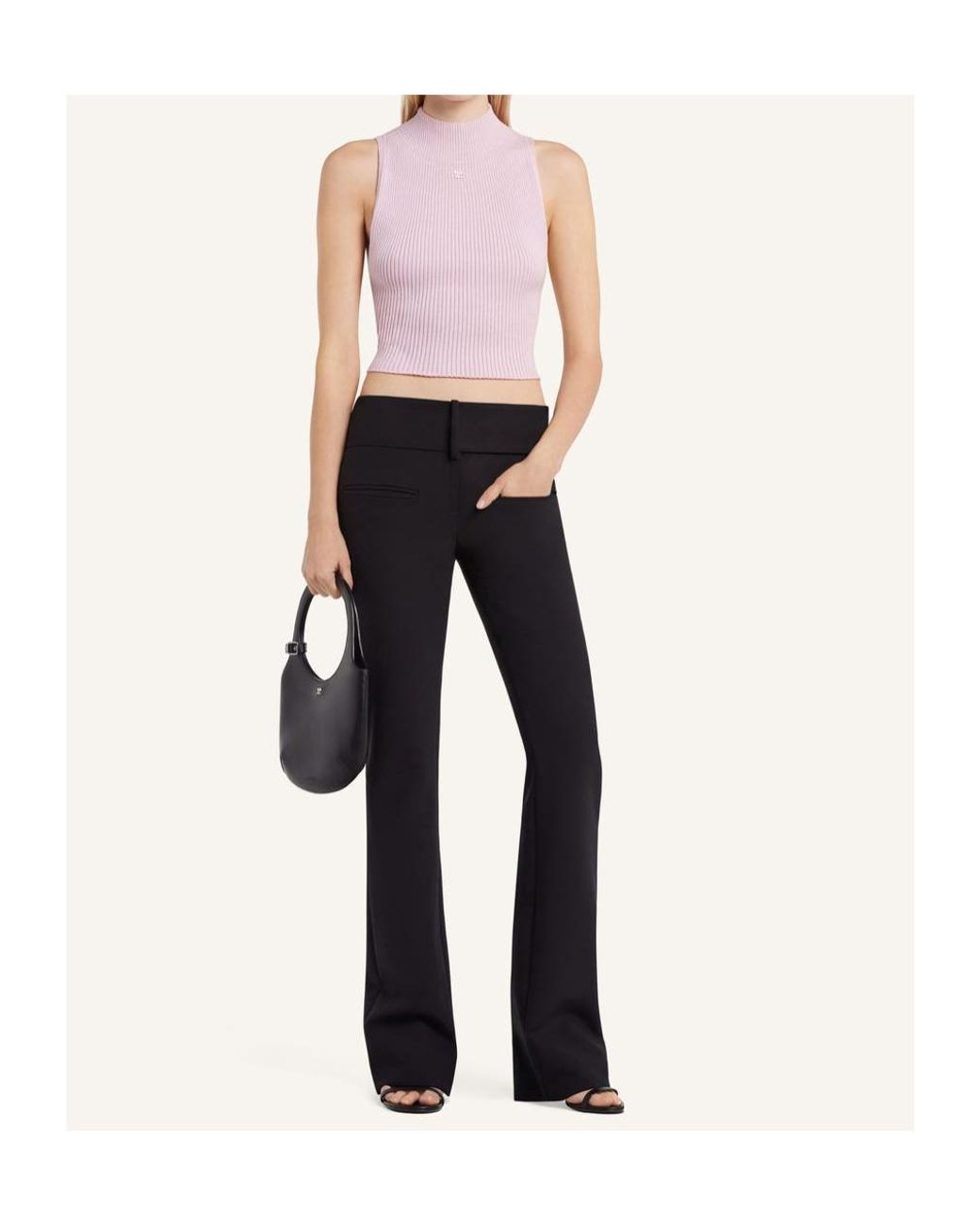 Courreges Pink Courrèges Mock-Neck Cropped Ribbed Tank Top