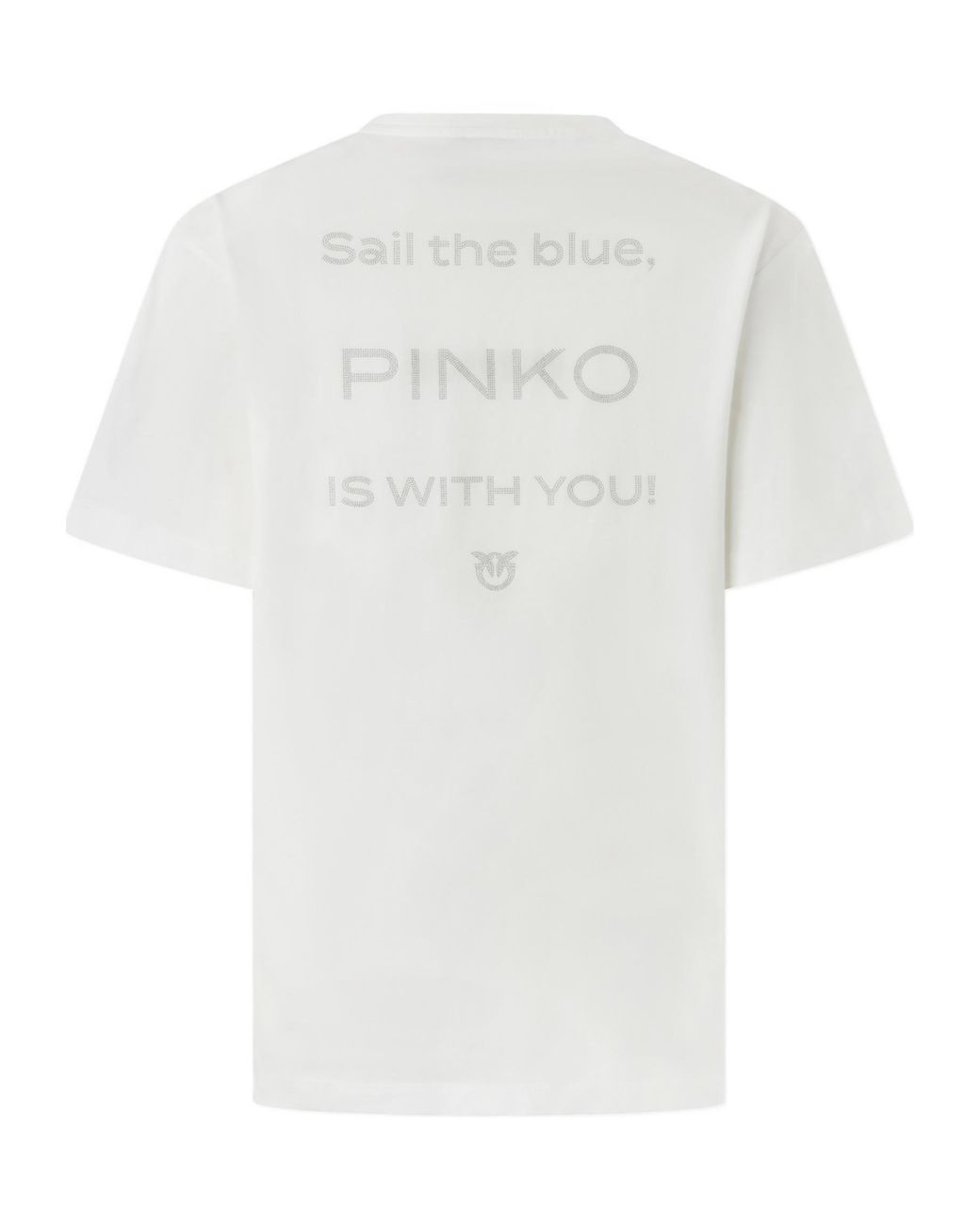 Pinko White Logo Embroidered Crewneck T-Shirt