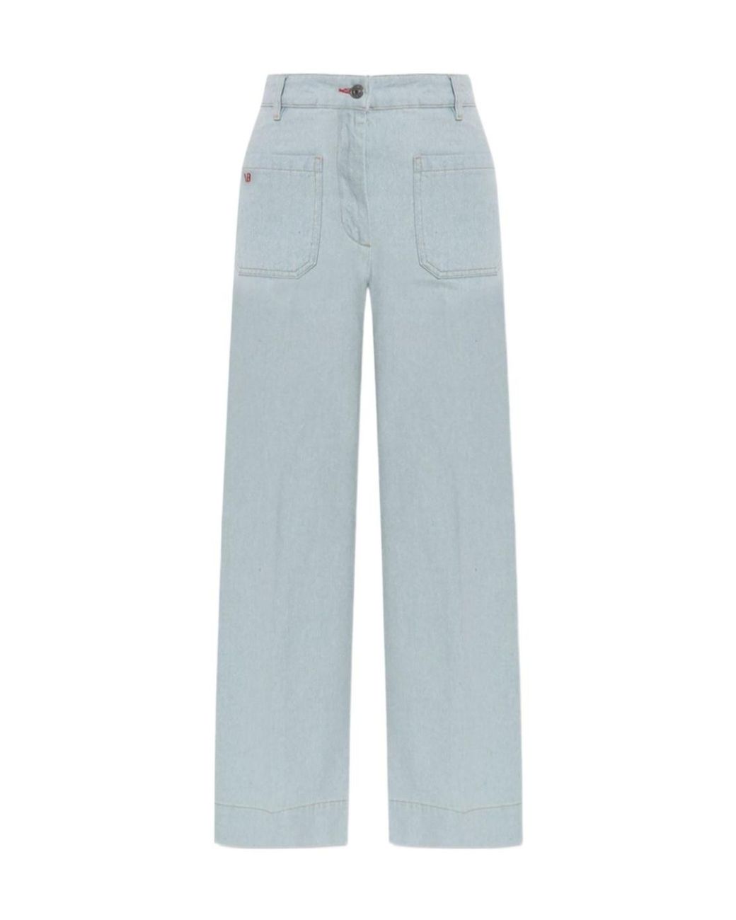 Victoria Beckham Blue Logo-Patch Straight-Leg Jeans