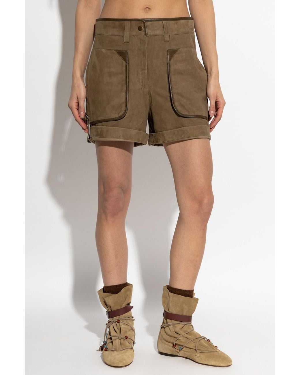 Isabel Marant Green Marline Belted Bermuda Shorts