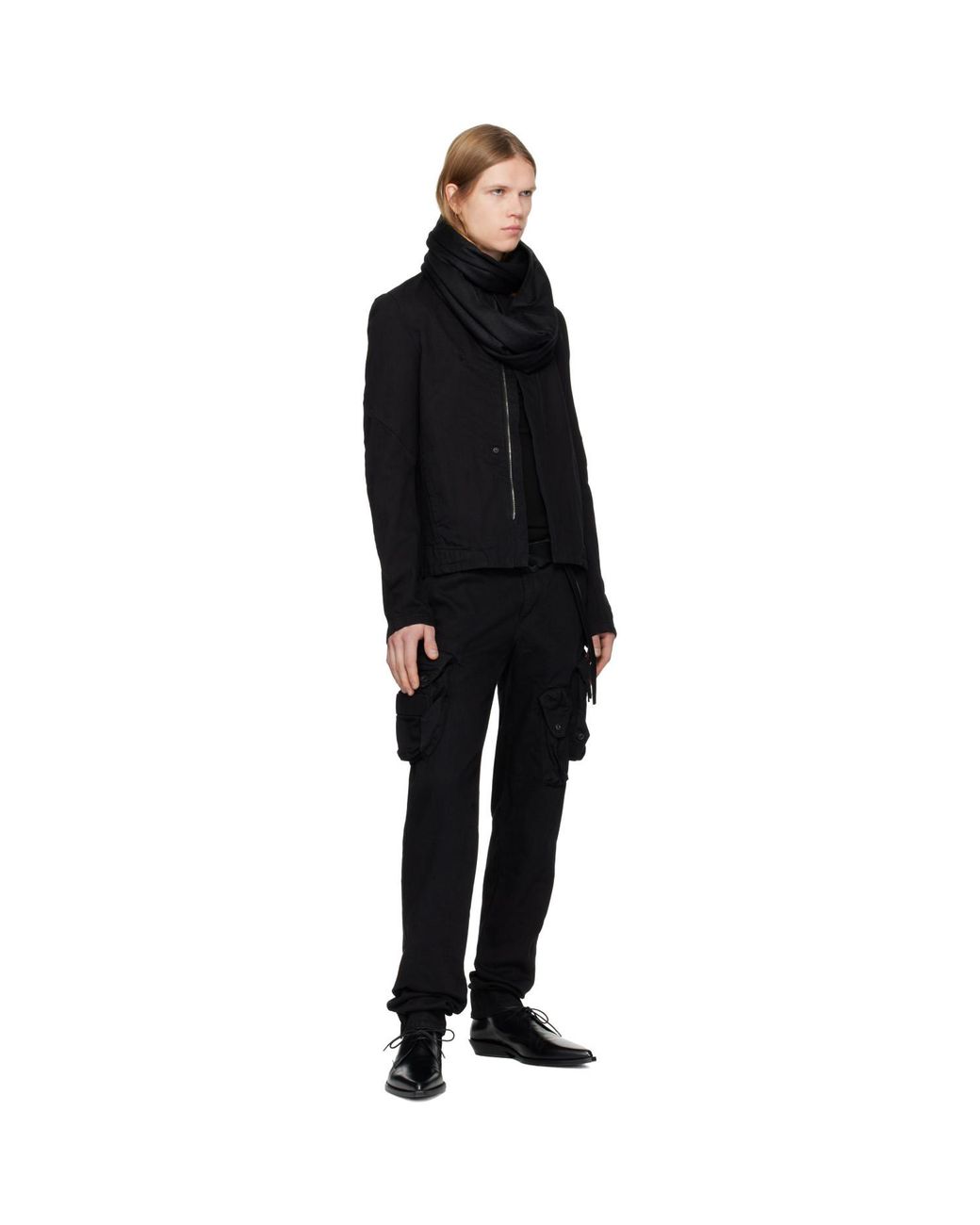 Julius Black Gasmask Skinny Denim Overalls for men