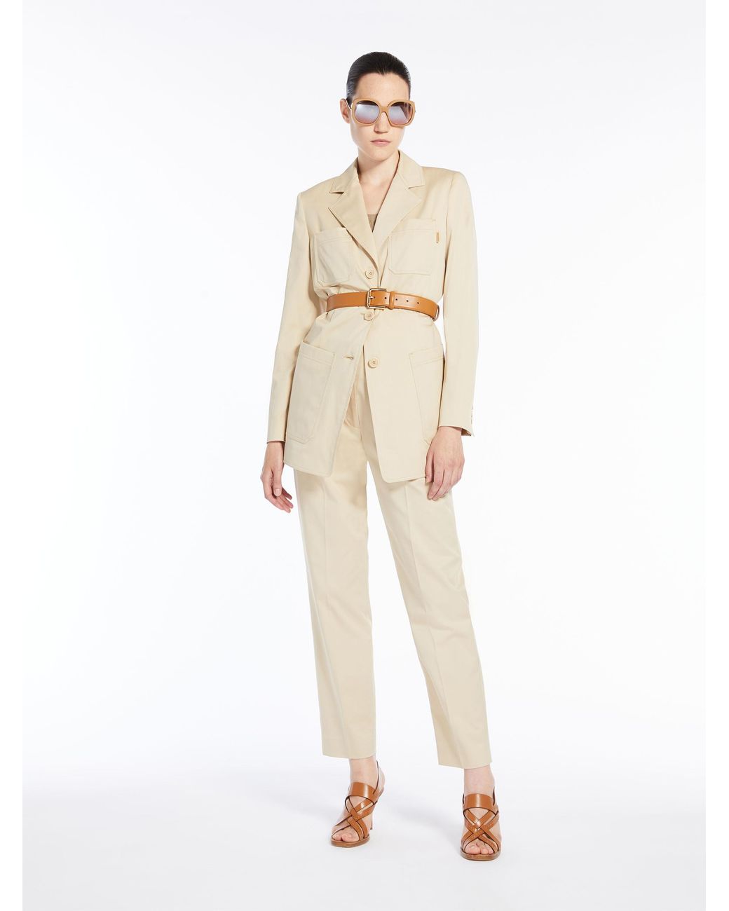 Max Mara Natural Logo Patch Straight Leg Pants
