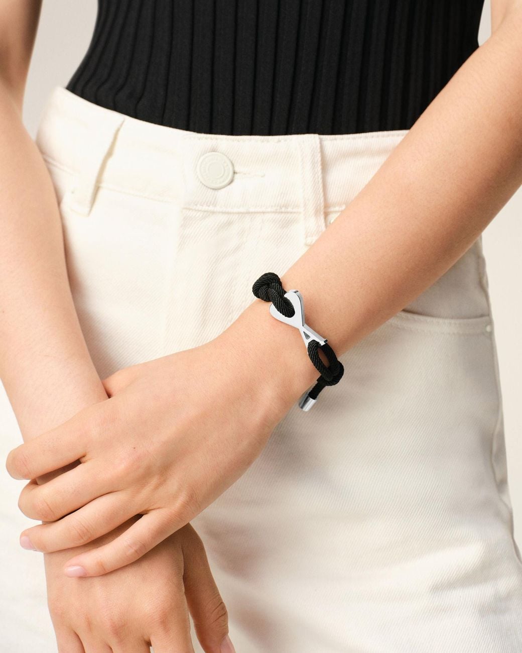 AMI Black Cord Brass Ami De Coeur Bracelet for men