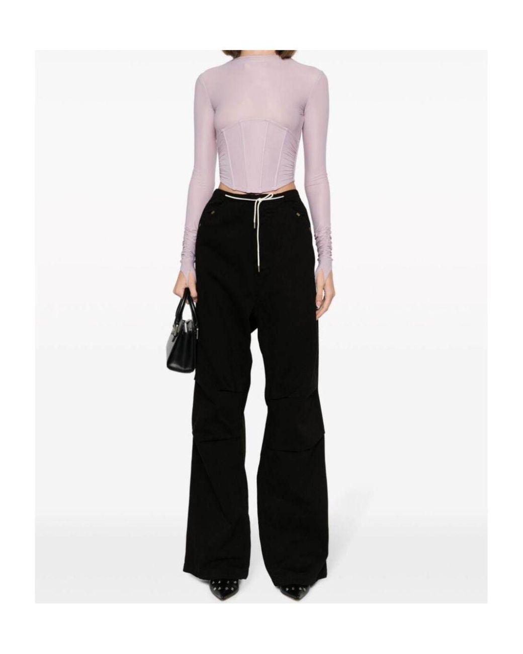 DARKPARK Black Drawstring-Waistband Cotton Trousers