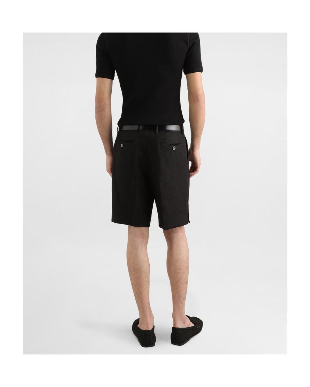 Dolce & Gabbana Black Linen Shorts for men