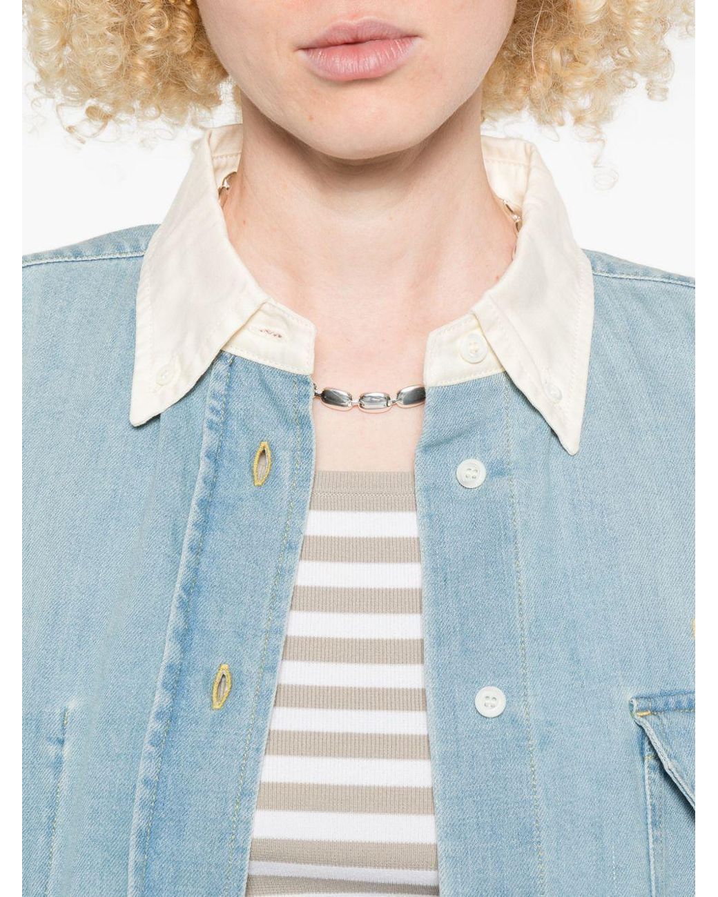 Miu Miu Blue Oversized Denim Shirt