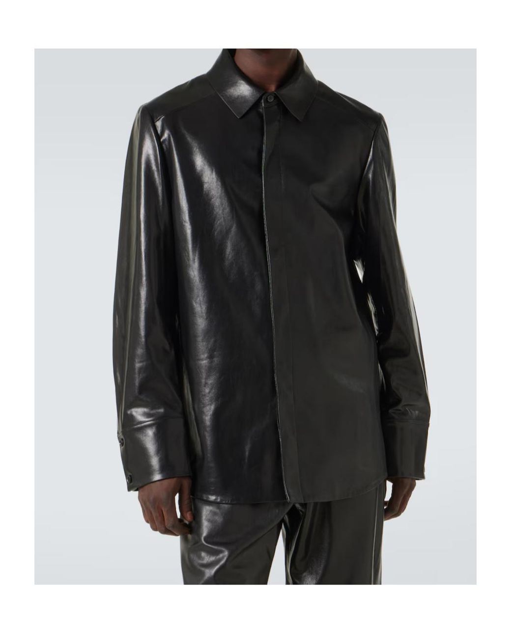 Entire studios Black Legacy Leather Shirt for men