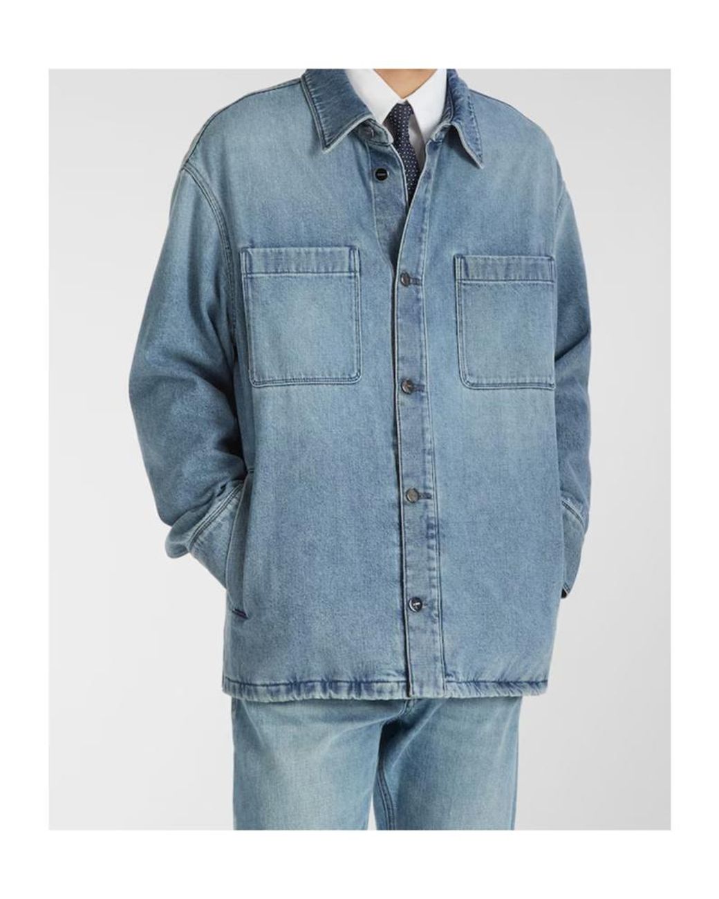 Fendi Blue Light Denim Shirt for men