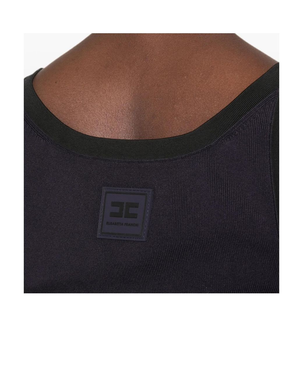 Elisabetta Franchi Black Logo-Print Ribbed-Knit Tank Top