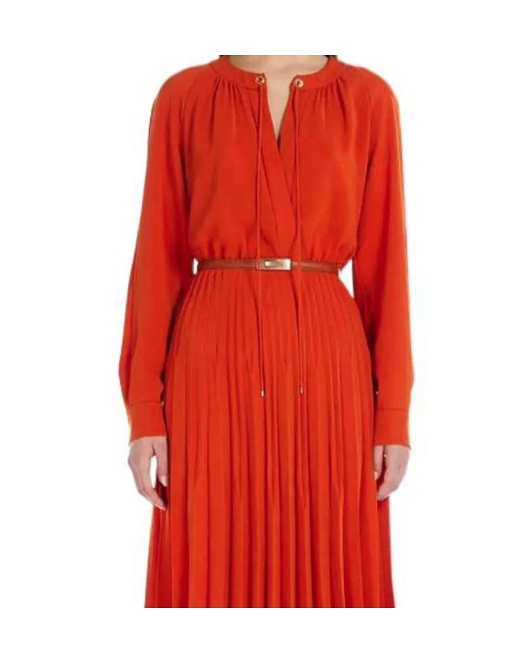 Max Mara Red Long-Sleeved Dress