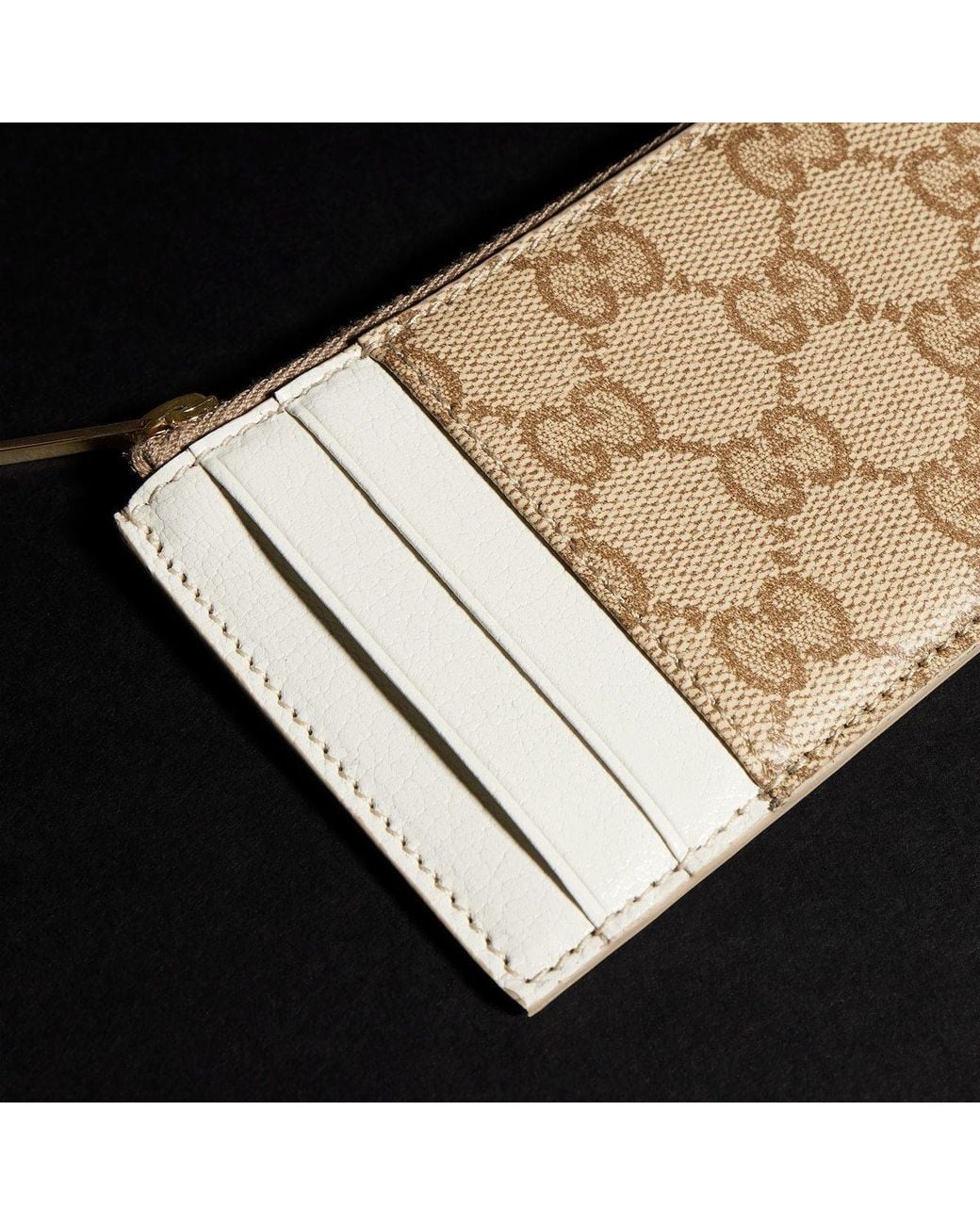 Gucci Natural Zip Card Case With Color Slots