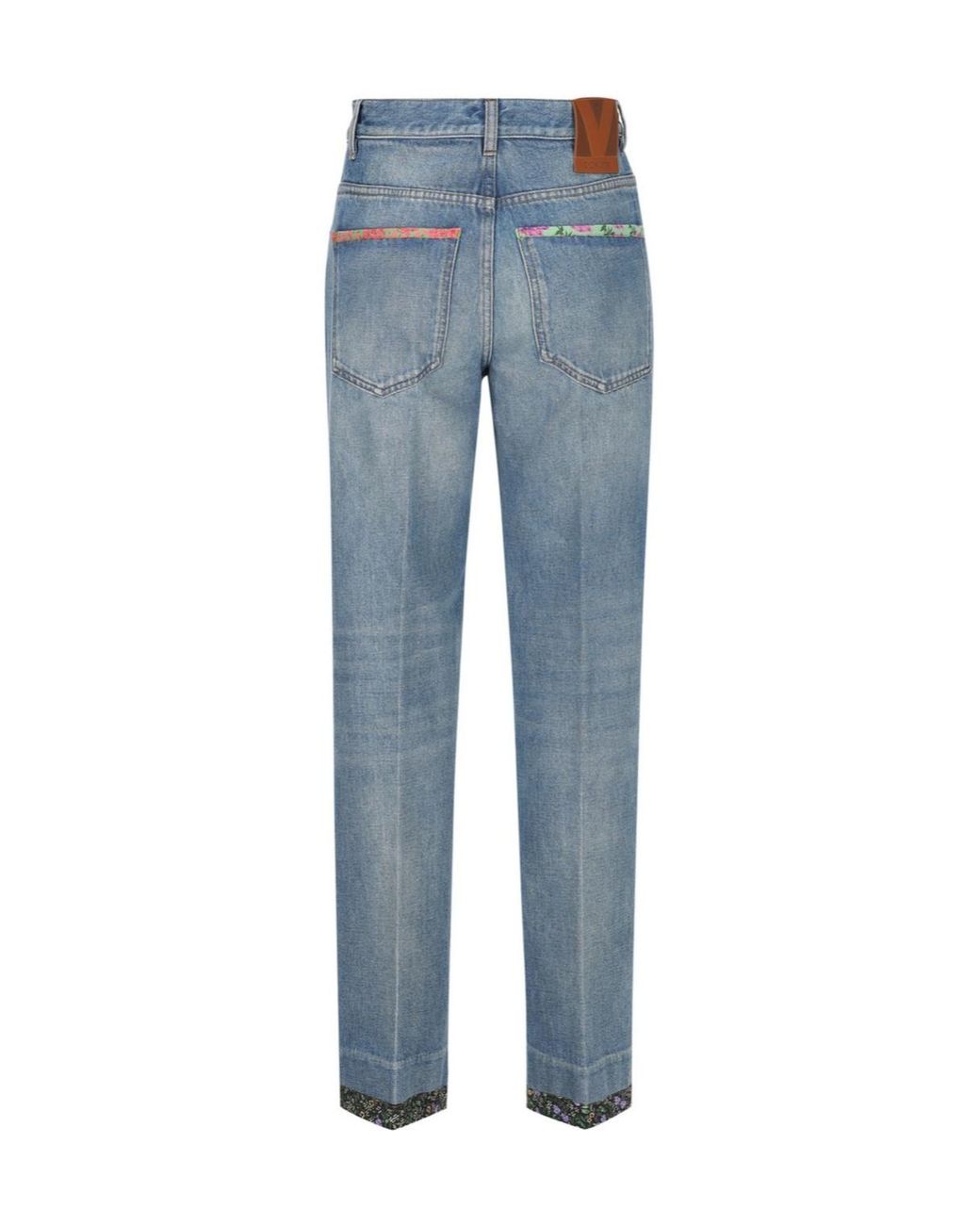 Valentino Blue Logo Patch Boyfriend Jeans