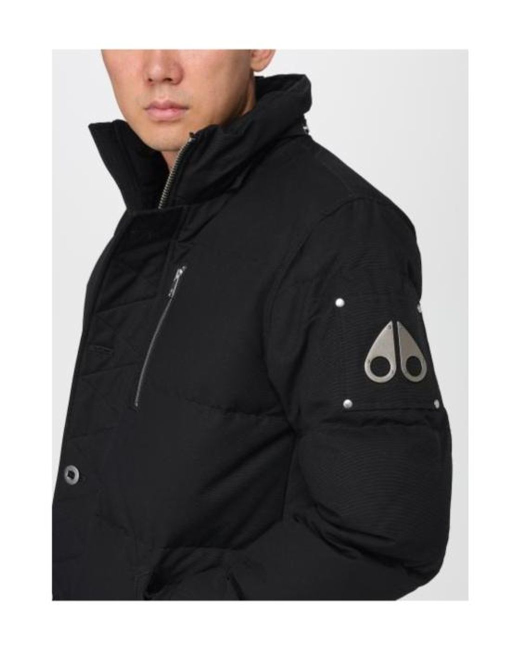Moose Knuckles Black Zip Detailed Hooded Coat for men
