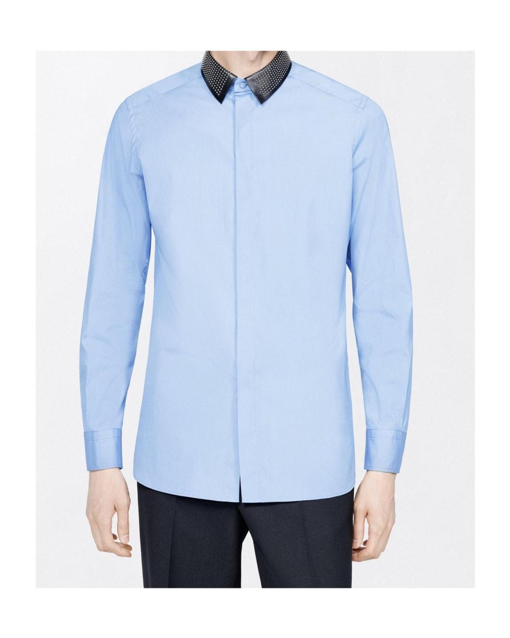 Tom Ford Blue Piece Dyed Poplin Fluid Fit Shirt for men