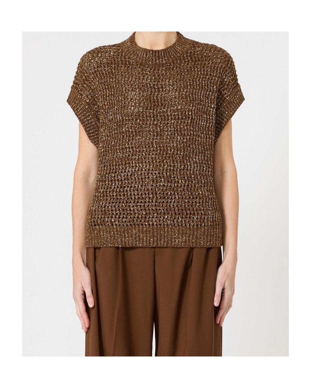 Max Mara Brown Openwork Top