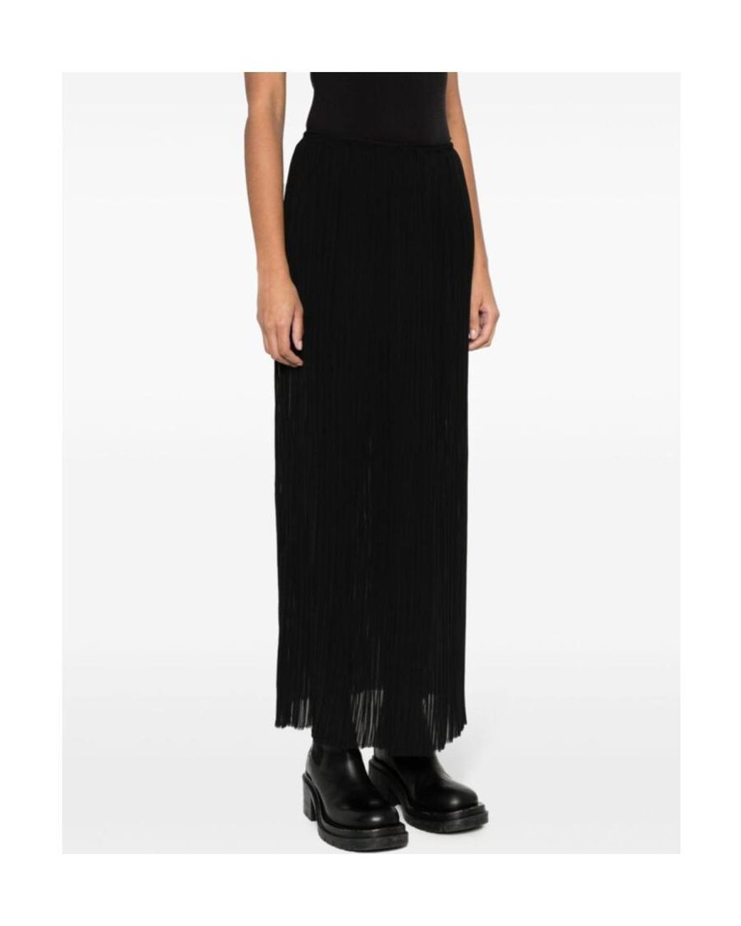 MM6 by Maison Margiela Black Sheer Plissè Long Skirt
