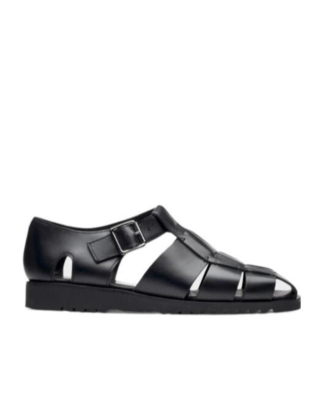 Paraboot Black Cutout Flat Sandals for men