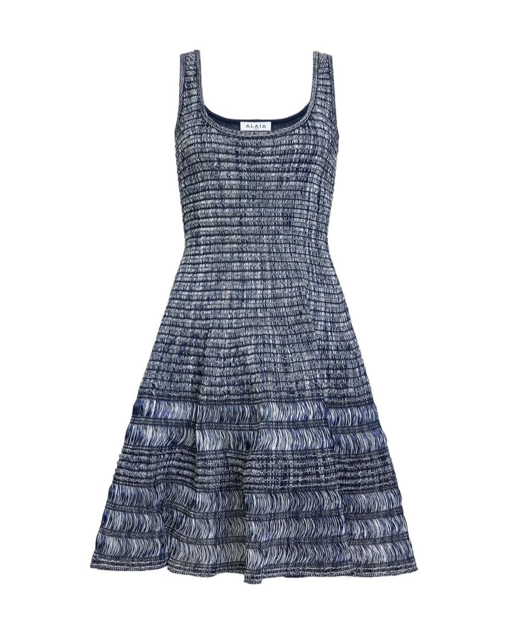Alaïa Blue Raffia Crochet Mini Dress