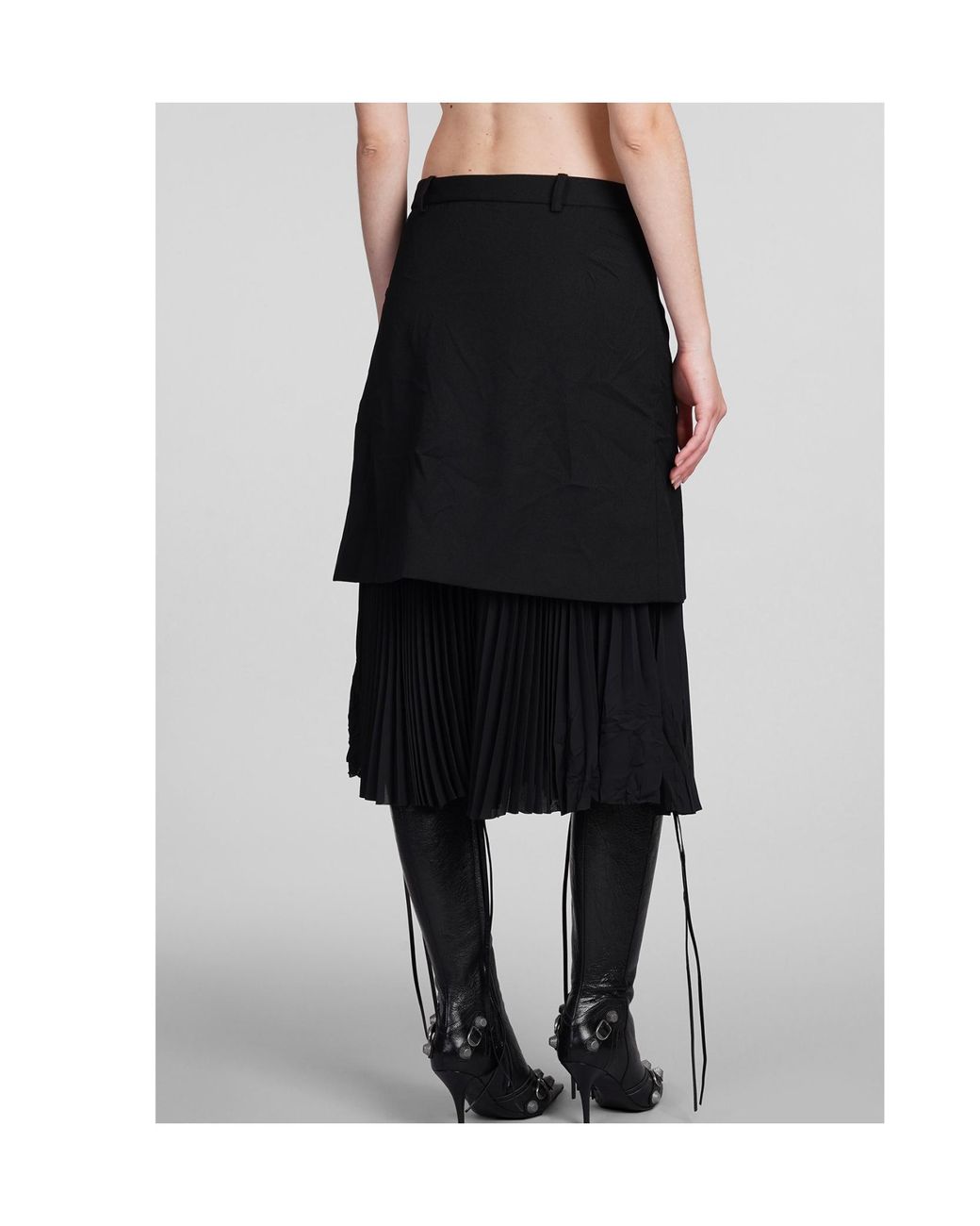 Balenciaga Black Pleated Layered Tailored Skirt