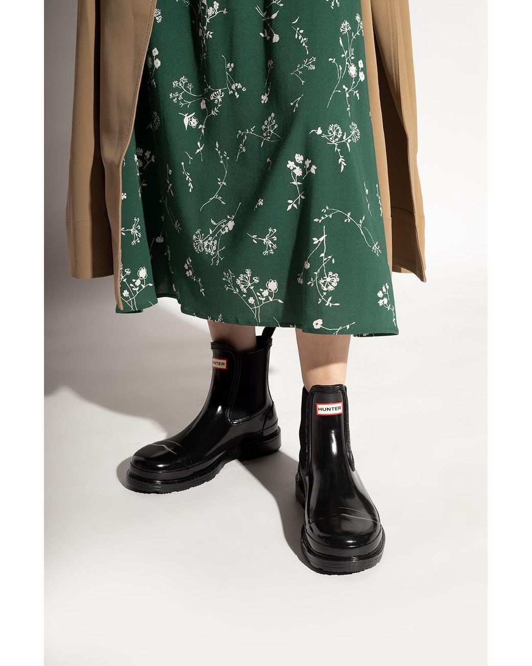 Hunter Black Elasticated Side-Panel Boots