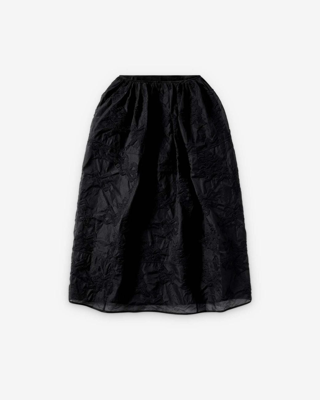 CECILIE BAHNSEN Black Fuana Bow-Jacquard Pleated Midi Skirt