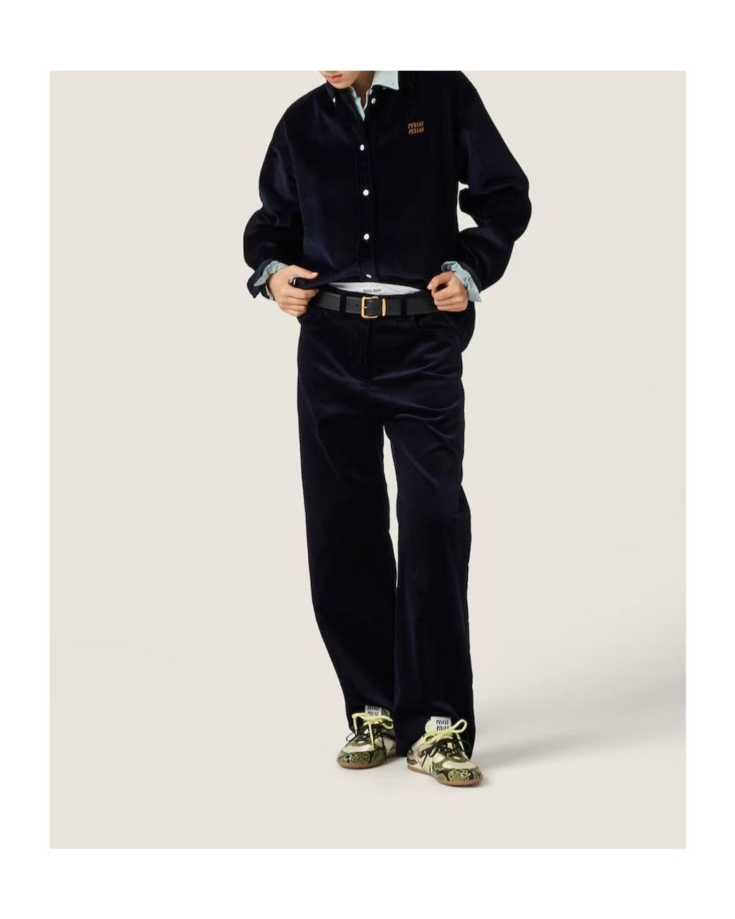 Miu Miu Blue Corduroy Pants