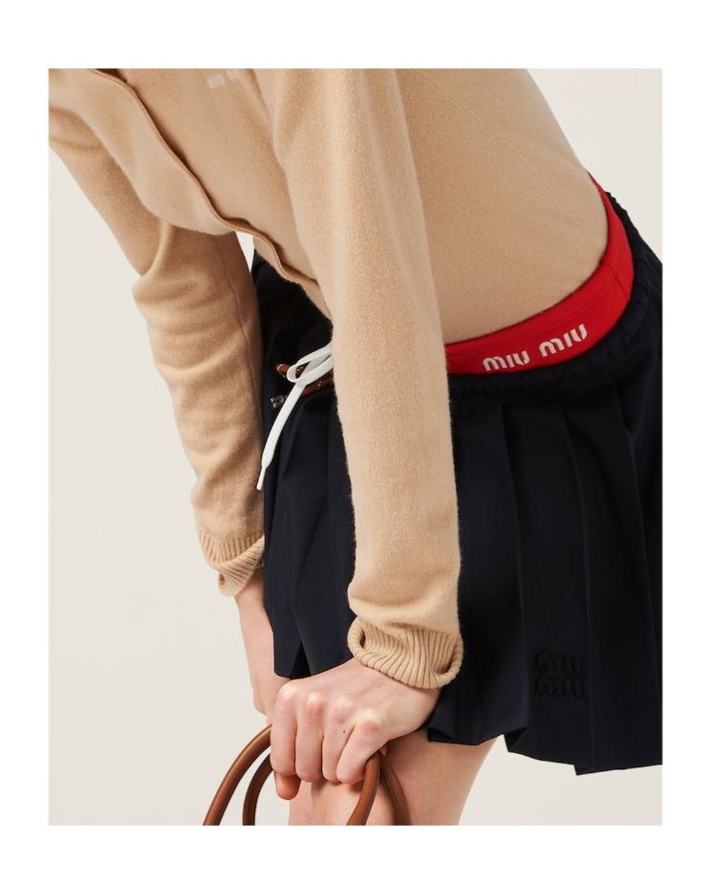 Miu Miu Blue Pleated Batavia Skirt