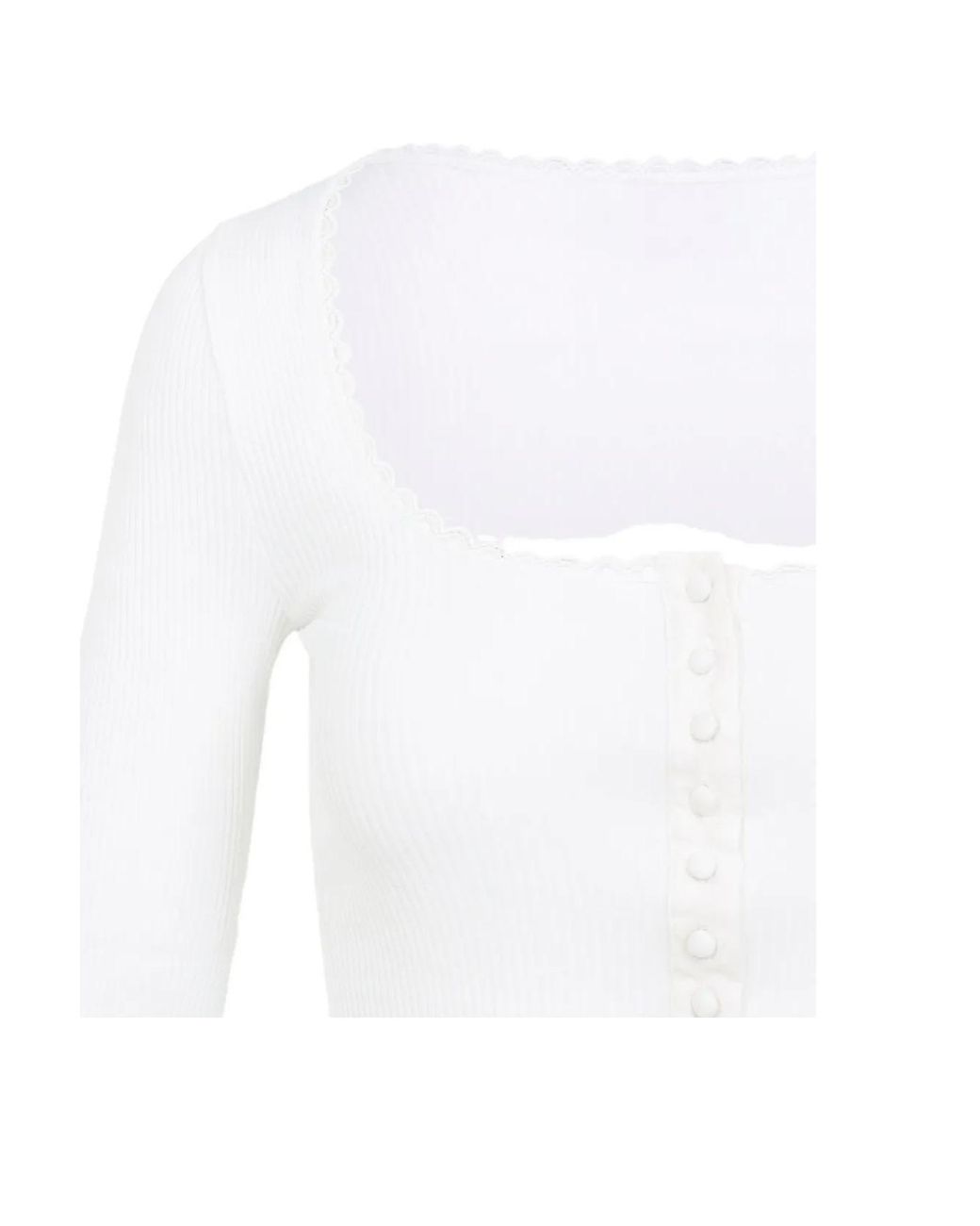 Chloé White Chloé Scoop-Neck Fitted Knit Cardigan