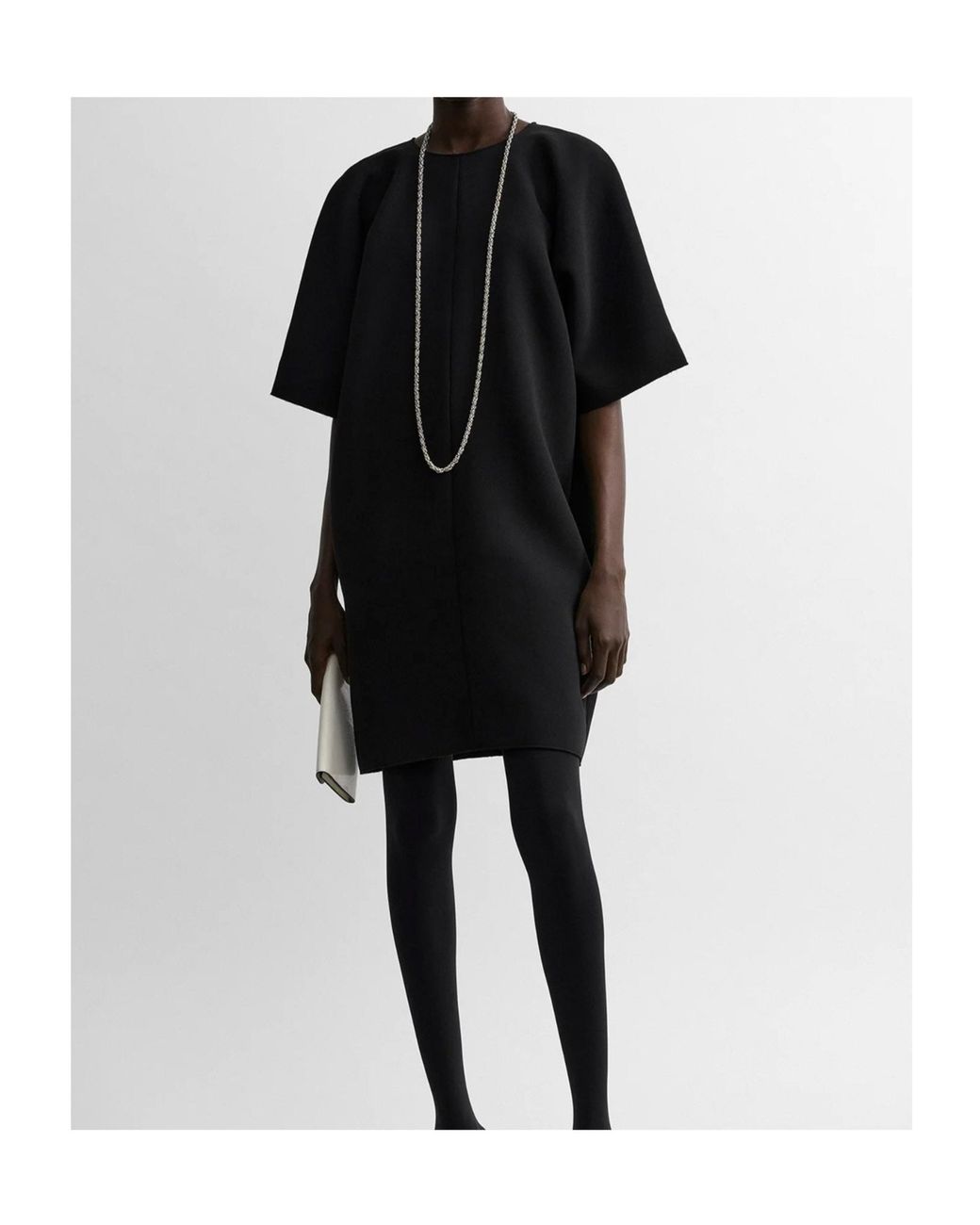 Totême Black Raglan-Sleeve Shift Mini Dress