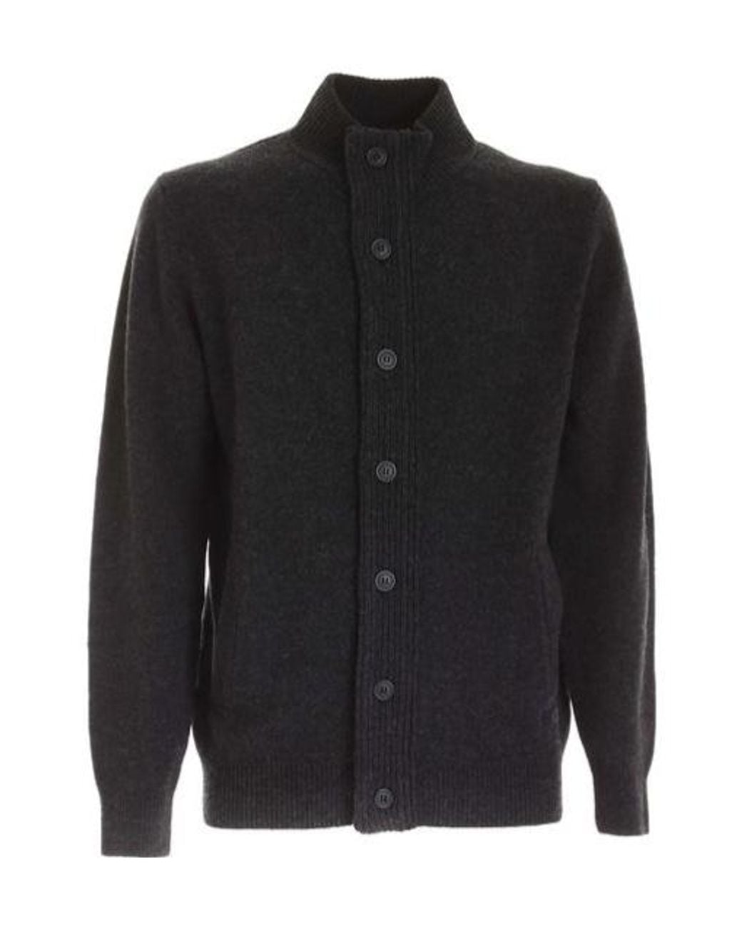 Barbour Black Logo Patch Button-Up Cardigan for men
