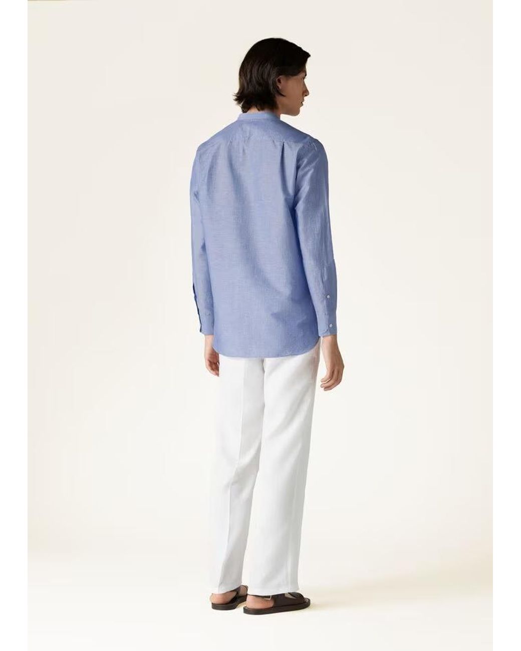 Loro Piana Blue Elia Striped Shirt for men