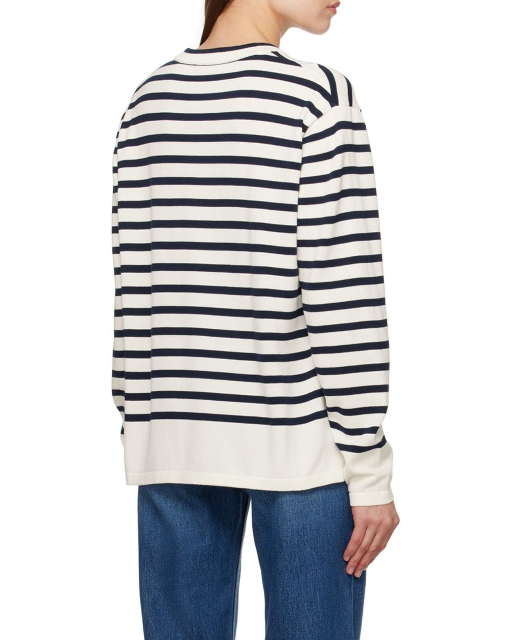 Maison Kitsuné White Maison Kitsuné Fox Head Intarsia Striped Jumper for men