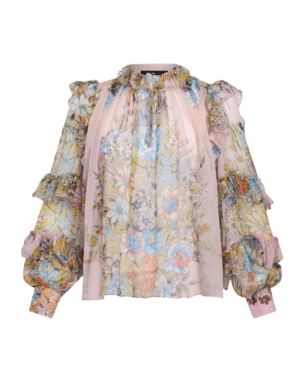 Etro Multicolor Printed Silk Blouse With Ruching