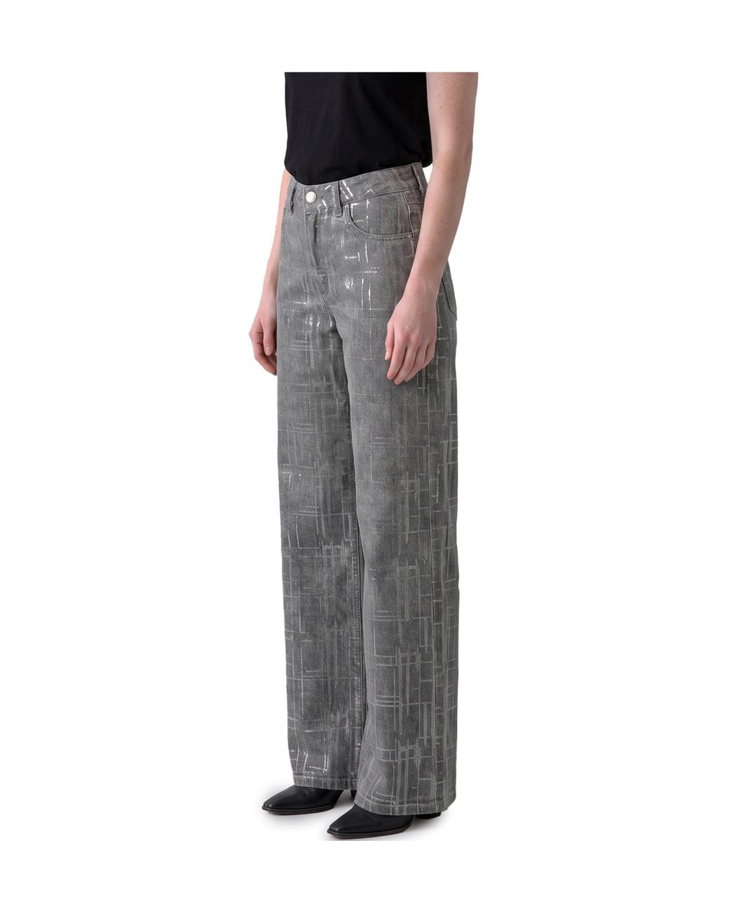 FEDERICA TOSI Gray Sequin Wide-Leg Jeans