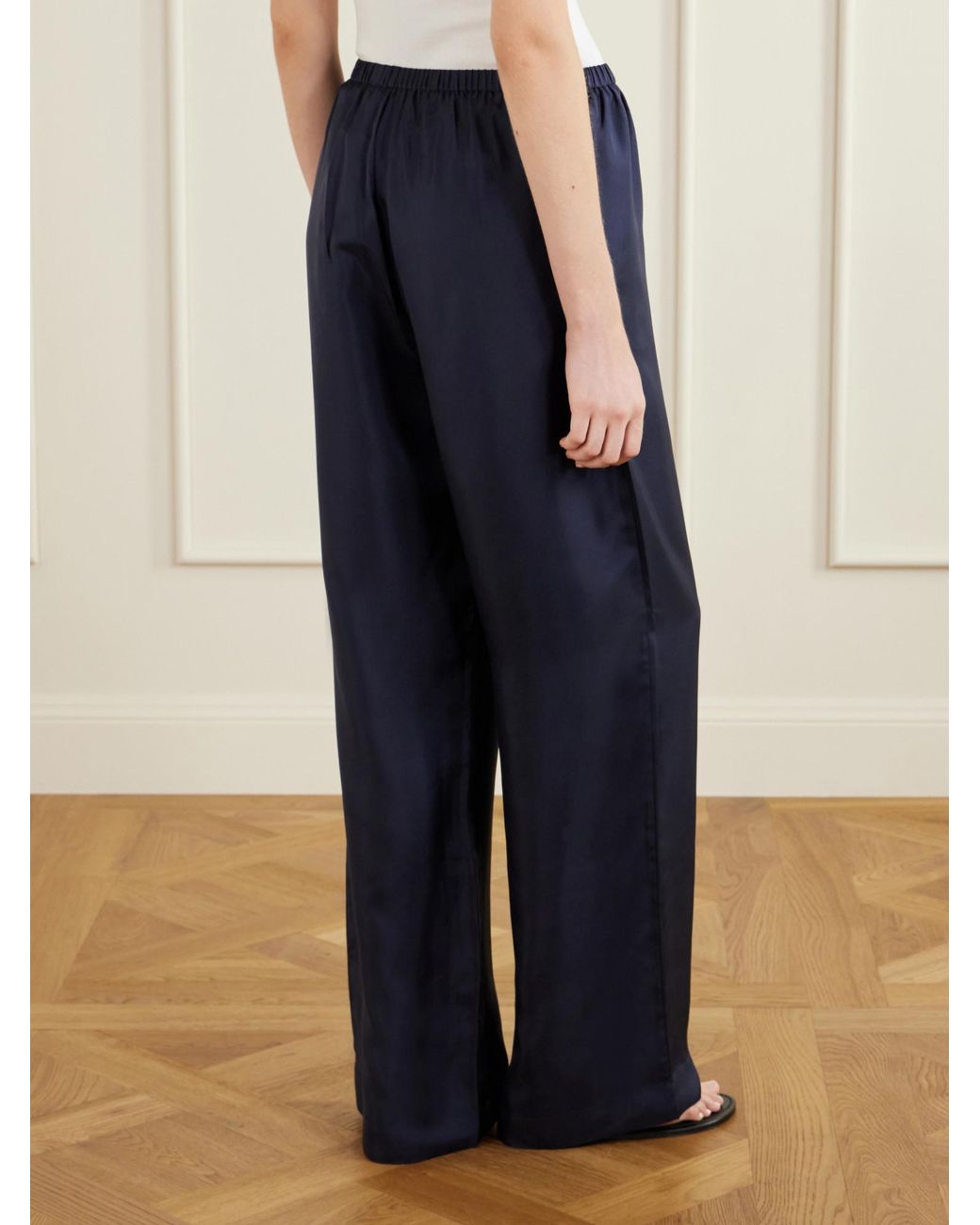 Rohe Blue Silk-Satin Wide-Leg Pants